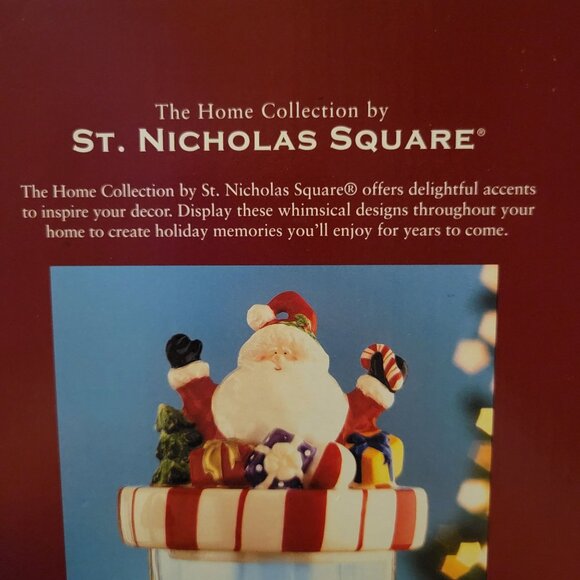 St. Nicholas Square Handpainted Christmas Treat Candy Jar Canister Clear Santa - Picture 6 of 6